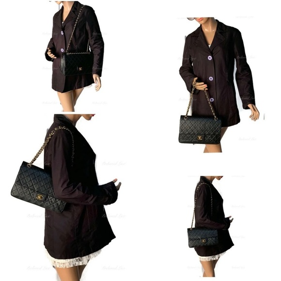 Authentic CHANEL Classic Lambskin Vintage Medium Large Flap Bag Black GHW - Picture 12 of 12